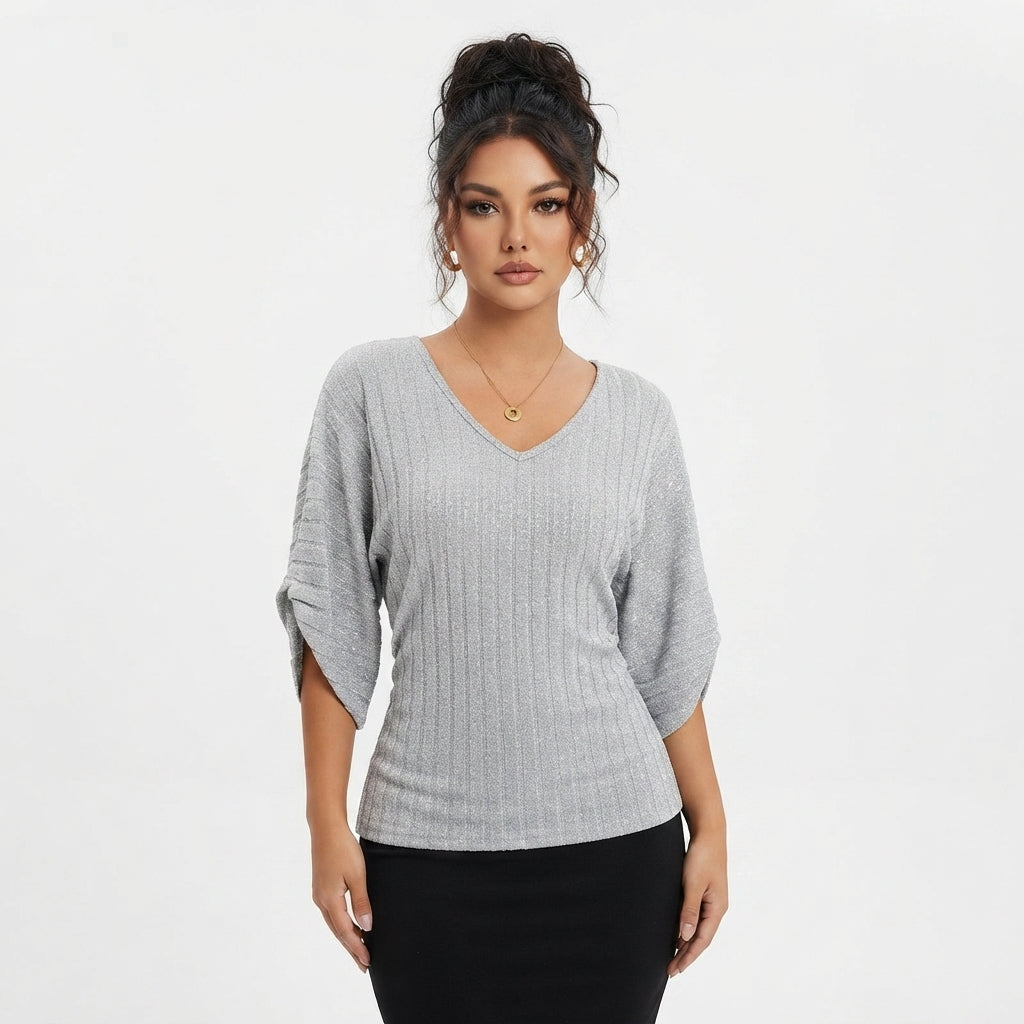 Daisy Edwards | Ribbed Knit V-Neck Top