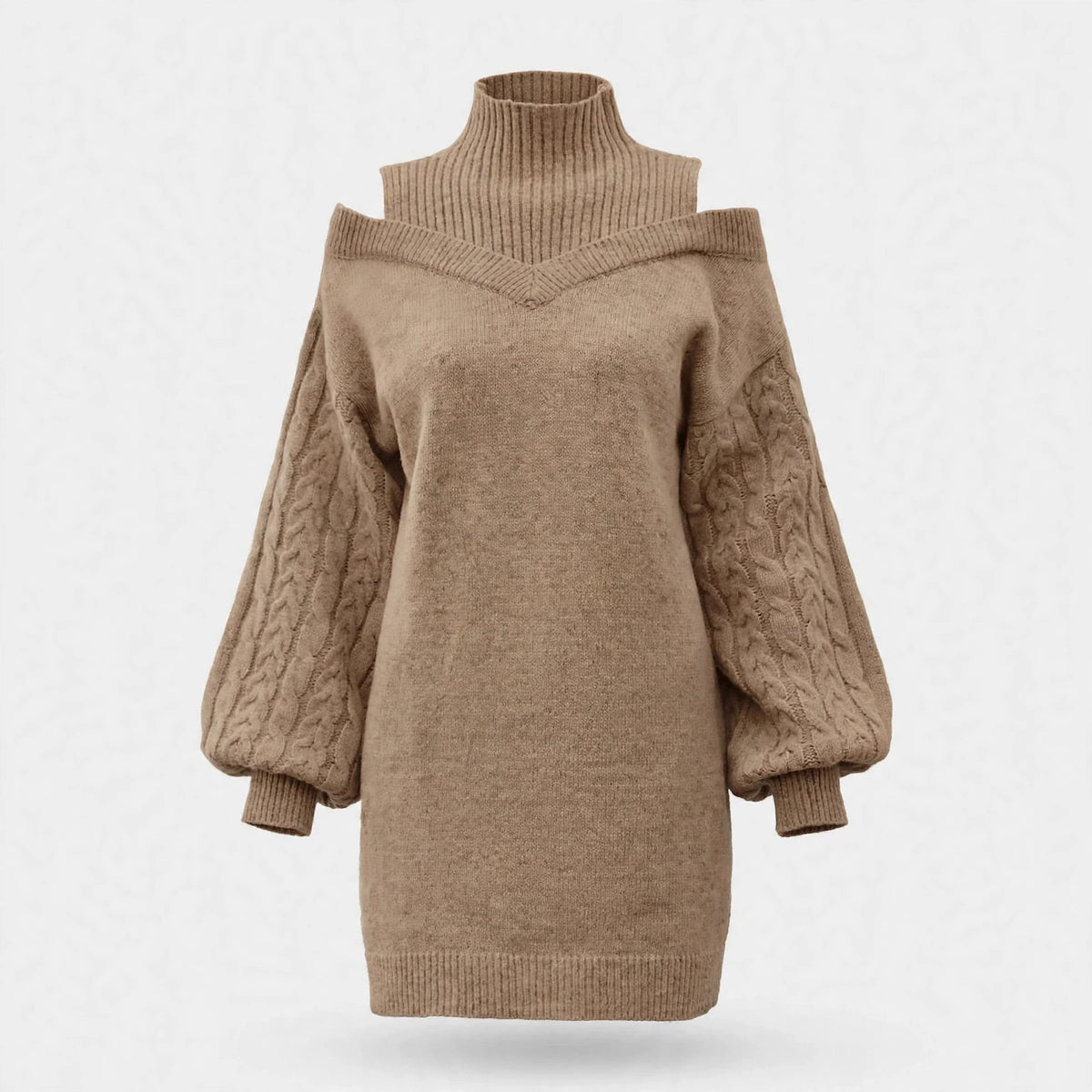 Harriet Doyle | Cold-Shoulder Turtleneck Sweater Dress With Cable-Knit Sleeves