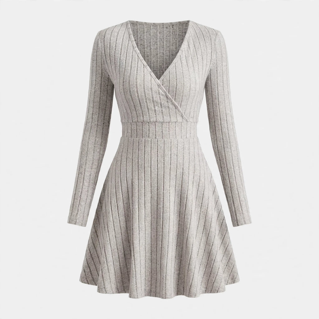 Millicent Fairweather | Ribbed Wrap Mini Dress in Grey