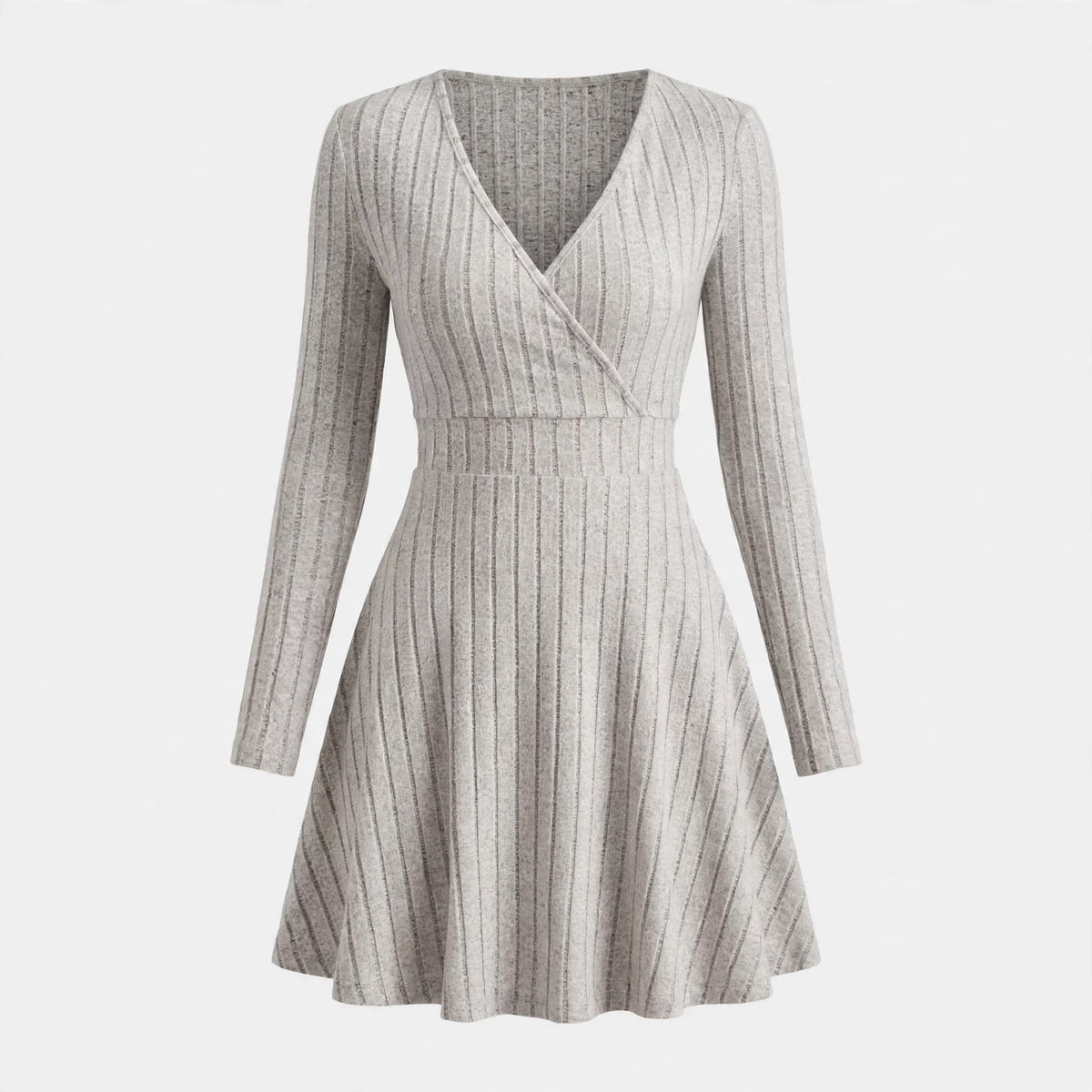 Millicent Fairweather | Ribbed Wrap Mini Dress in Grey