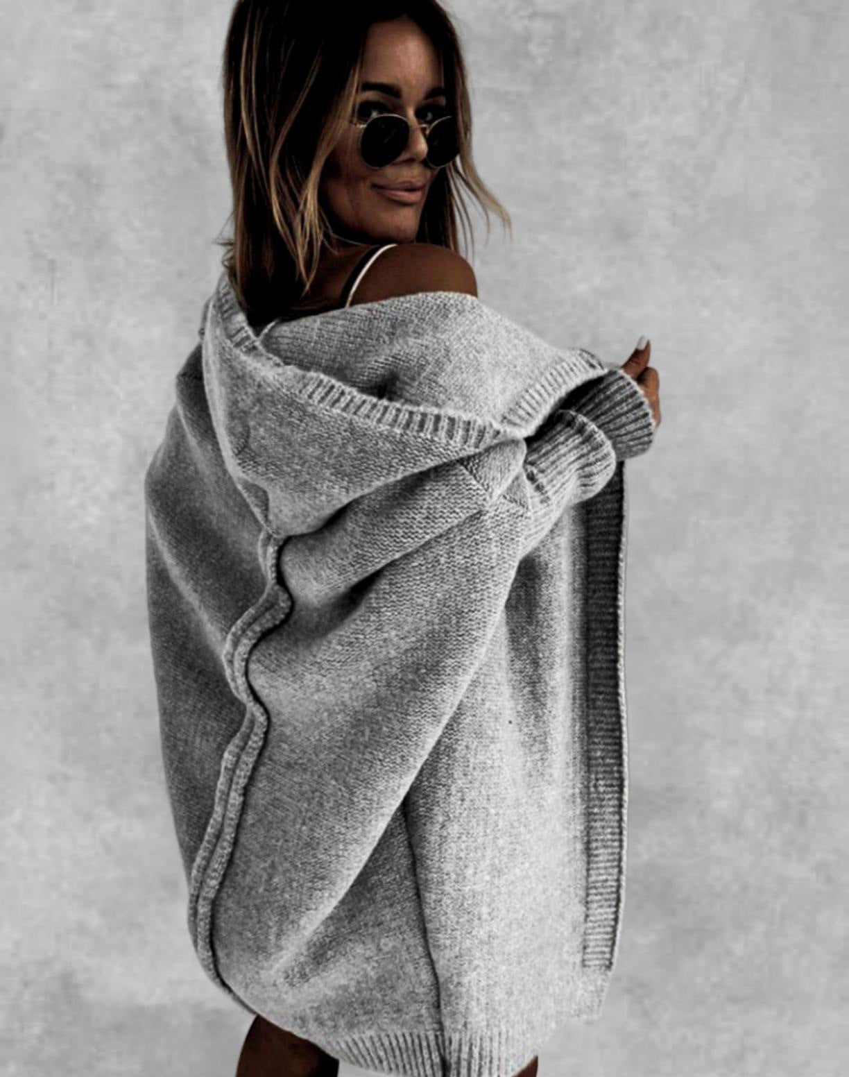 Hazel Newton | Oversized Hooded Knit Cardigan
