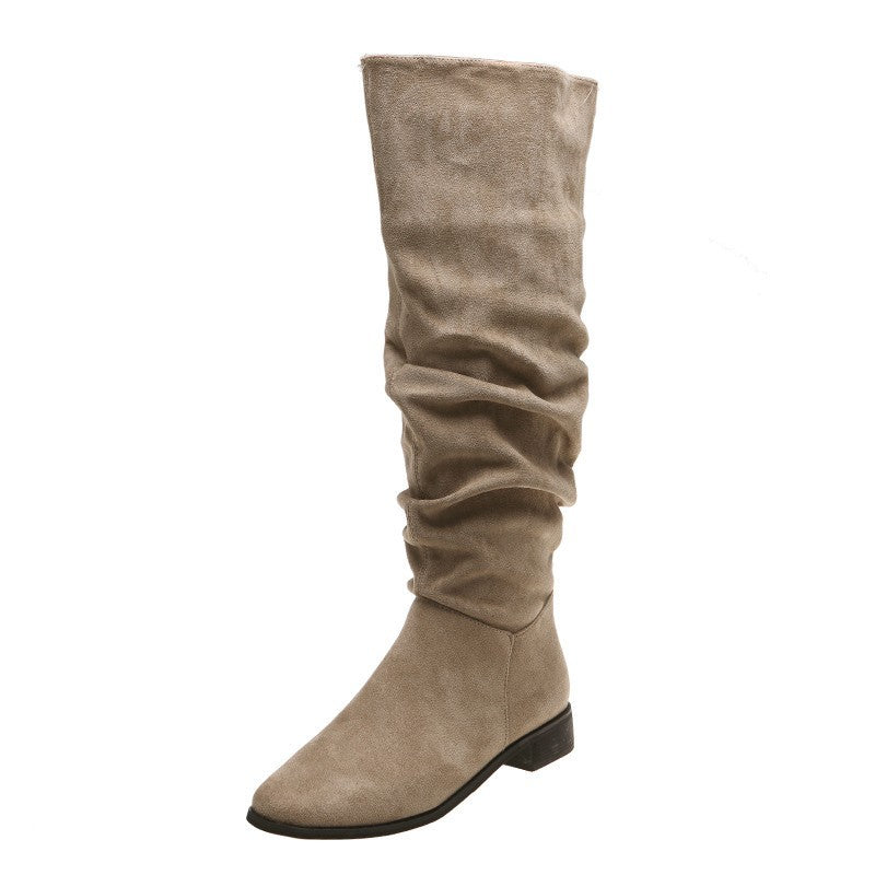 Matilda Sorrell | Suede Over-the-Knee Slouchy Flat Boots