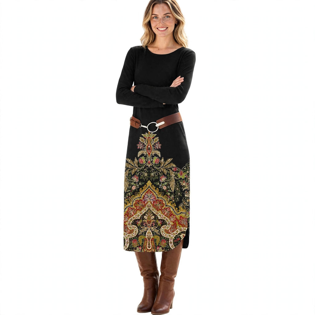 Charlotte Winters | Floral Print Midi Dress With Belted Waist