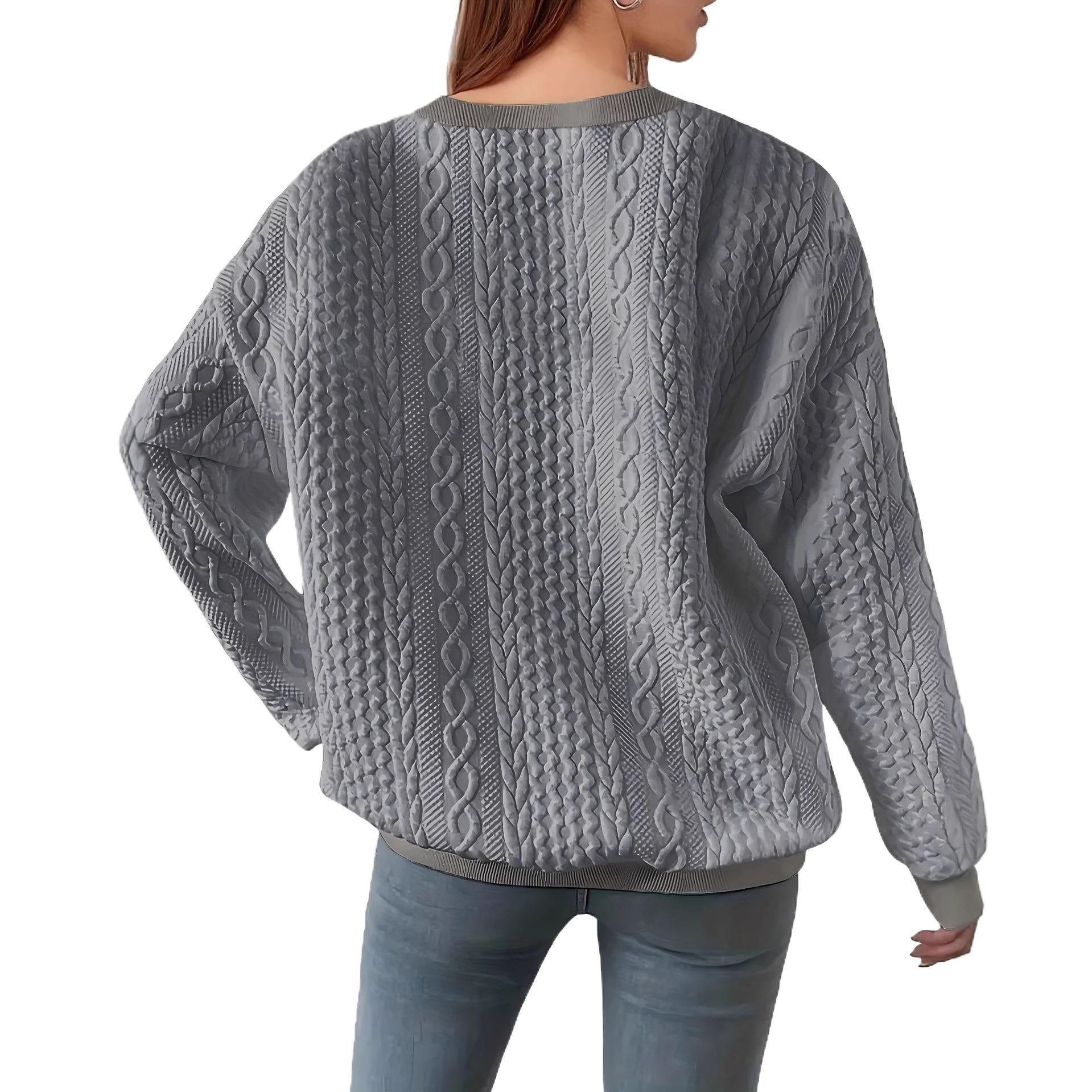 Georgina Wright | White Cable Knit Crew-Neck Sweater