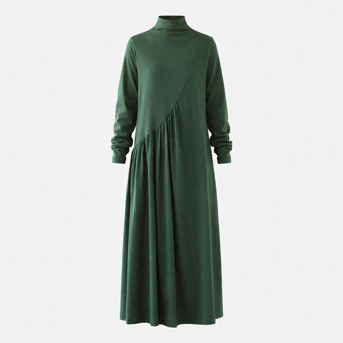 Penelope Harrison | Green Cotton Maxi Dress With Mock Neck