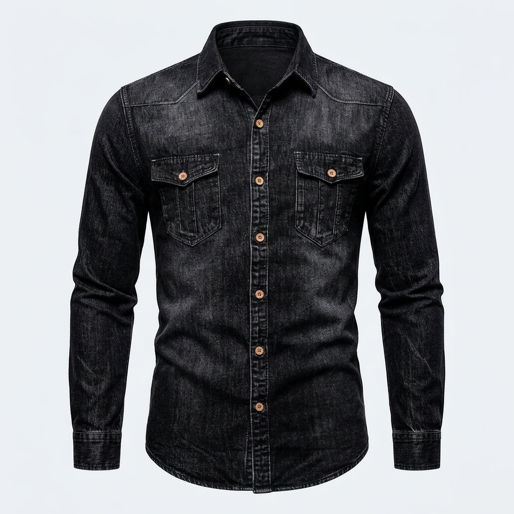 Desmond Ashford | Rugged Denim Button-Up Shirt For Men