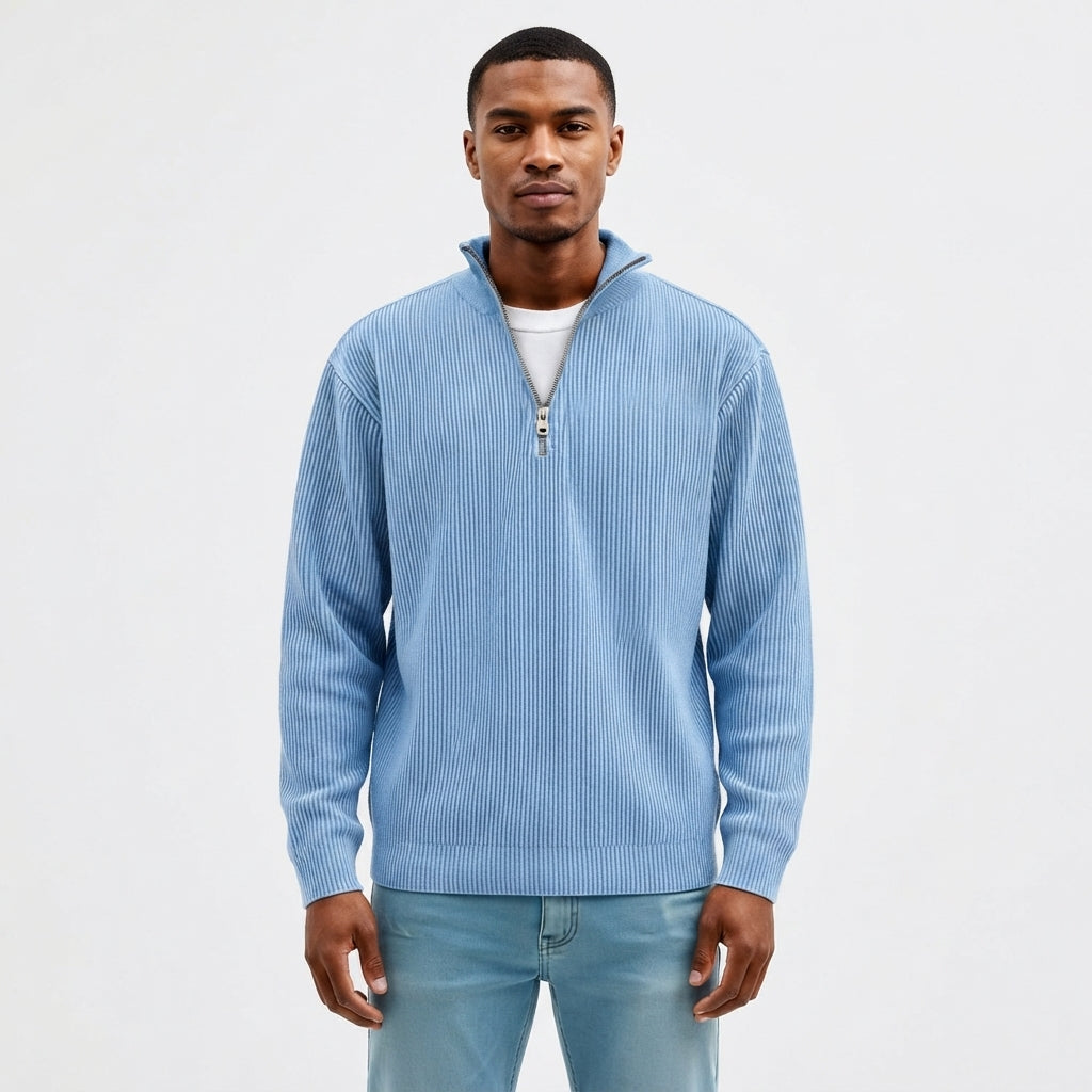Desmond Hartnell | Ribbed Half-Zip High Neck Jumper
