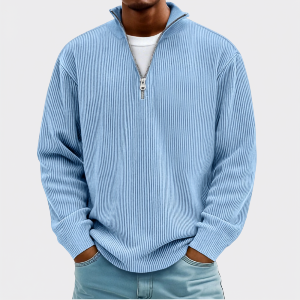 Desmond Hartnell | Ribbed Half-Zip High Neck Jumper