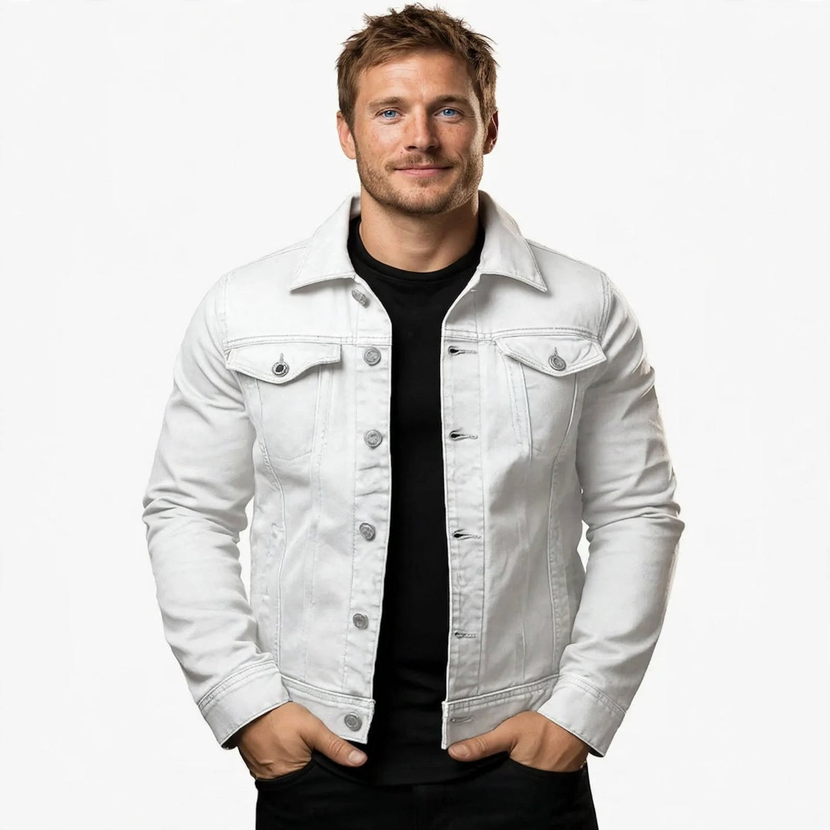 Graham Sinclair | White Denim Mens Jacket