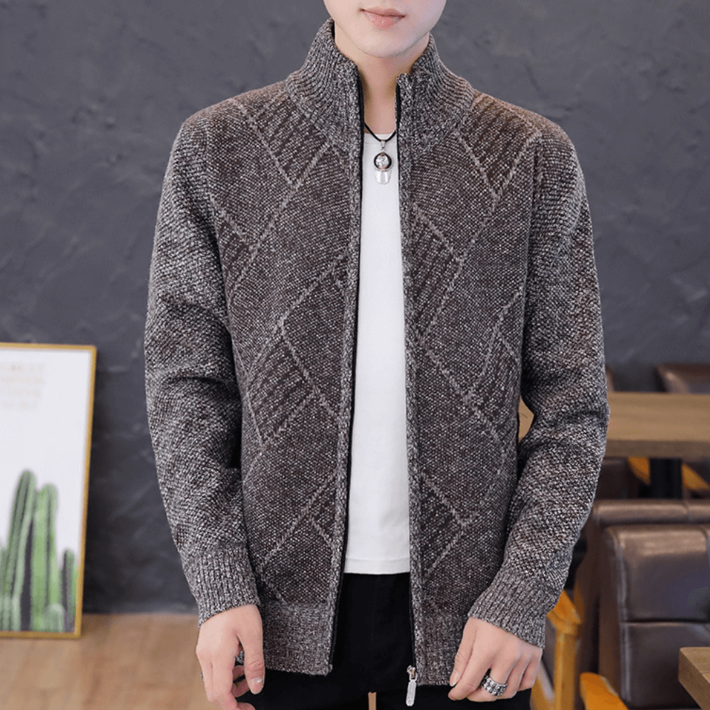 Graham Pritchard | Textured Knit Zip-Up Sweater For Men