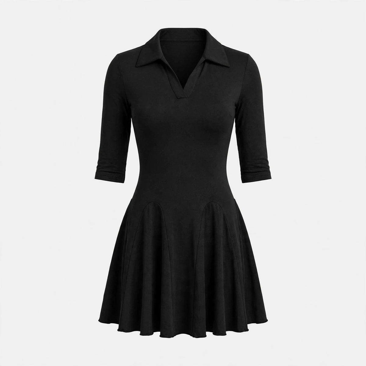 Nell Asquith | Polo Collar A-Line Dress With Long Sleeves