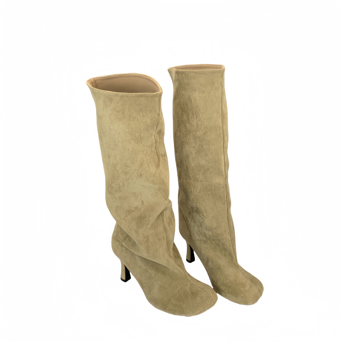Rosalind Fairweather | Tan Suede Knee-High Stiletto Boots