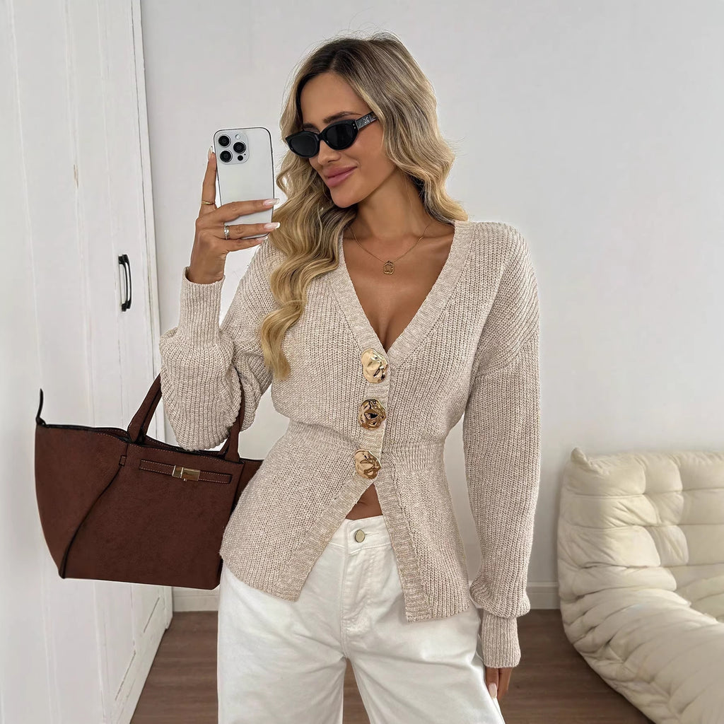 Moira Kilbride | V-Neck Button-Up Knit Cardigan