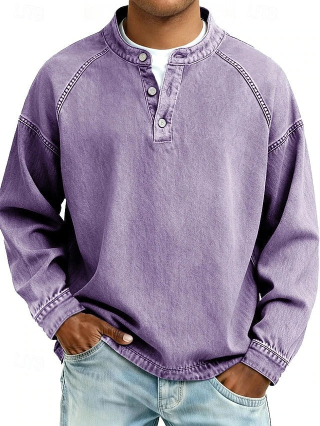 Reuben Marsden | Vintage Wash Denim Popover Shirt for Men