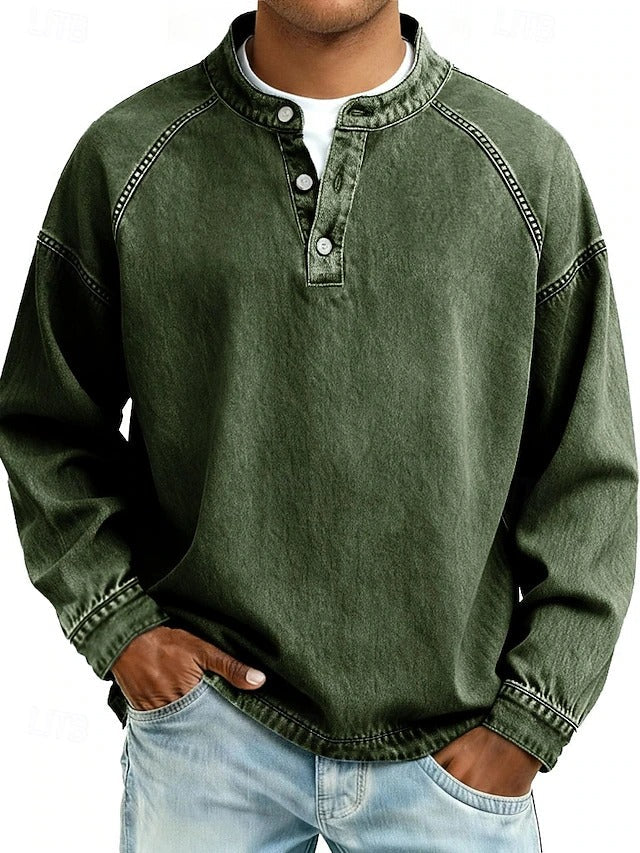 Reuben Marsden | Vintage Wash Denim Popover Shirt for Men