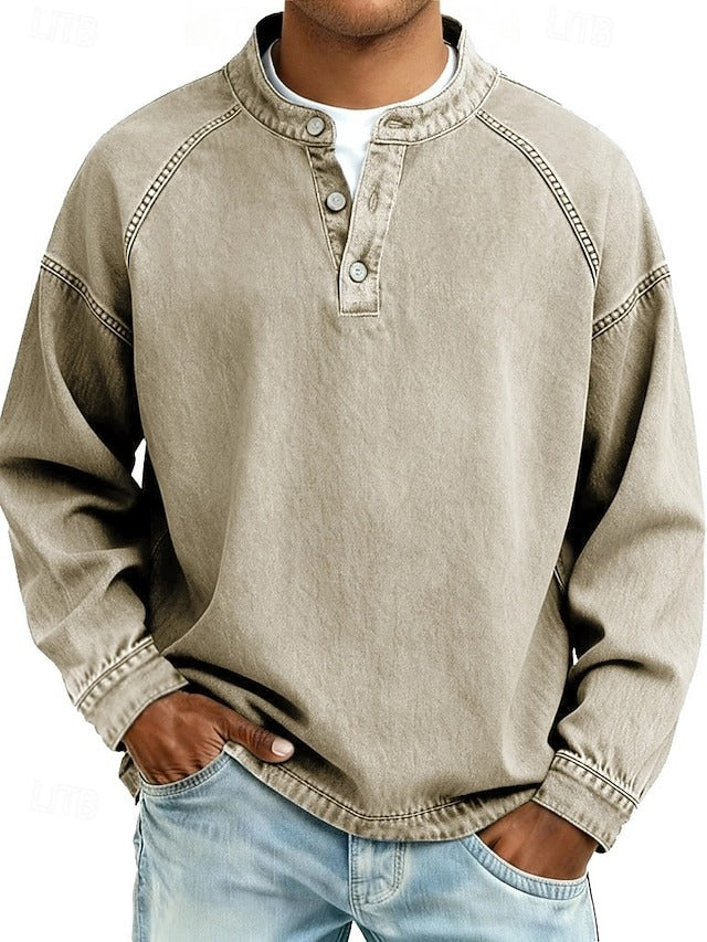 Reuben Marsden | Vintage Wash Denim Popover Shirt for Men