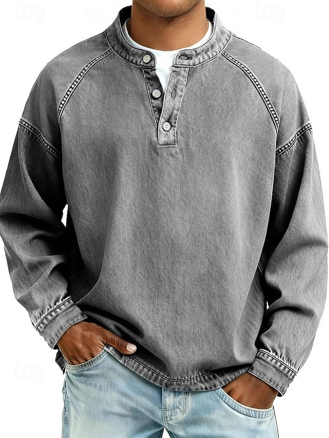 Reuben Marsden | Vintage Wash Denim Popover Shirt for Men