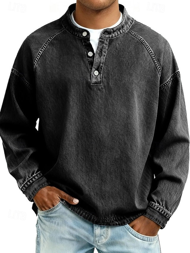 Reuben Marsden | Vintage Wash Denim Popover Shirt for Men