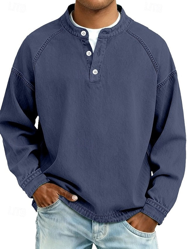 Reuben Marsden | Vintage Wash Denim Popover Shirt for Men