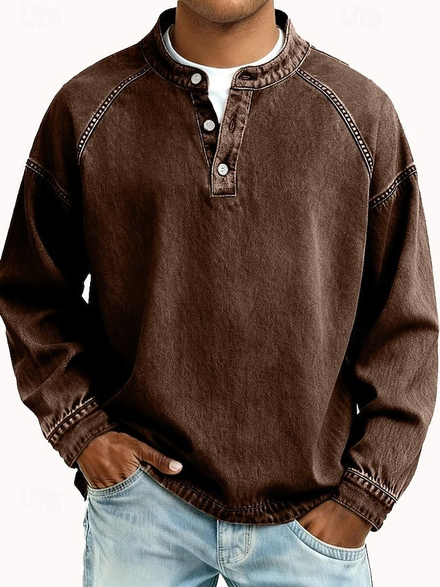 Reuben Marsden | Vintage Wash Denim Popover Shirt for Men