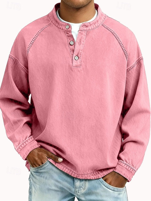 Reuben Marsden | Vintage Wash Denim Popover Shirt for Men