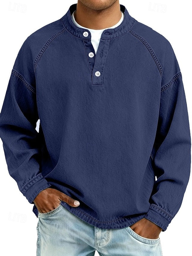 Reuben Marsden | Vintage Wash Denim Popover Shirt for Men