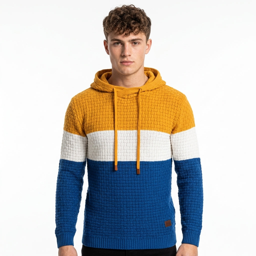 Callum Bracewell | Colour-Block Jacquard Knit Hoodie