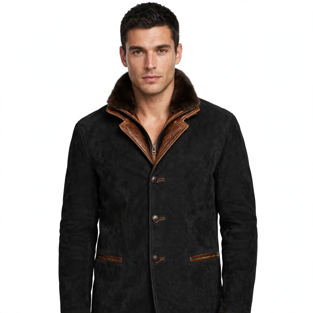 Nigel Pemberton | Suede-Look Mens Jacket With Contrast Trim
