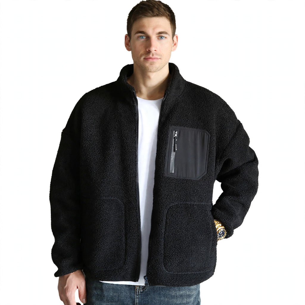 Ellis Grayson | Sherpa Fleece Mens Jacket With Zip Pocket
