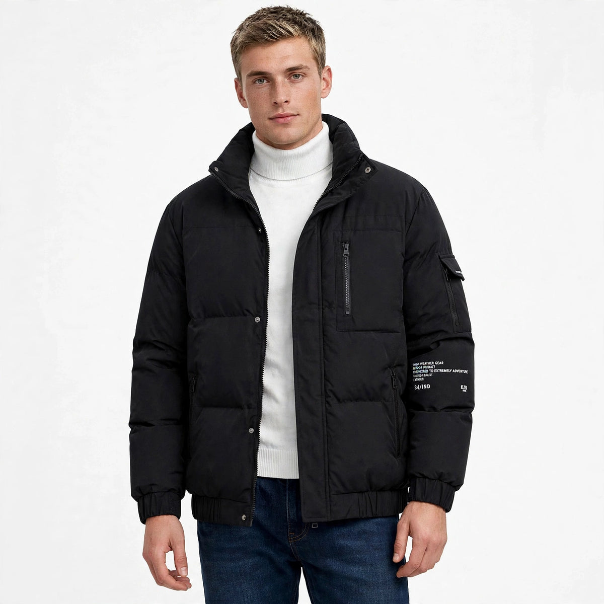 Nigel Ashford | Grey Hooded Puffer Mens Jacket
