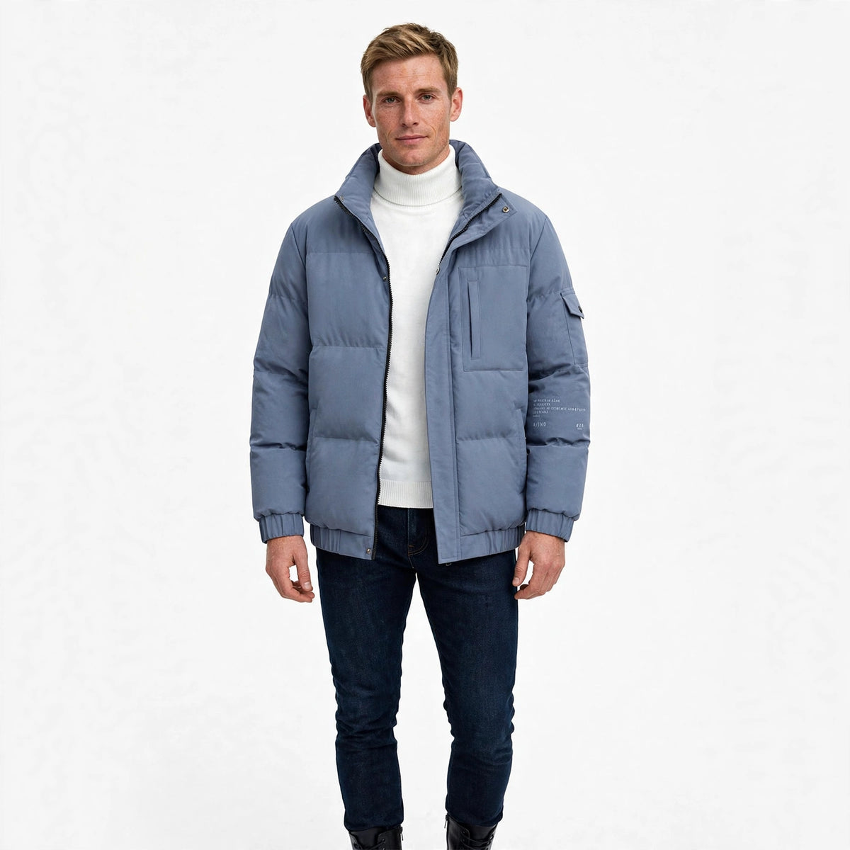 Nigel Ashford | Grey Hooded Puffer Mens Jacket