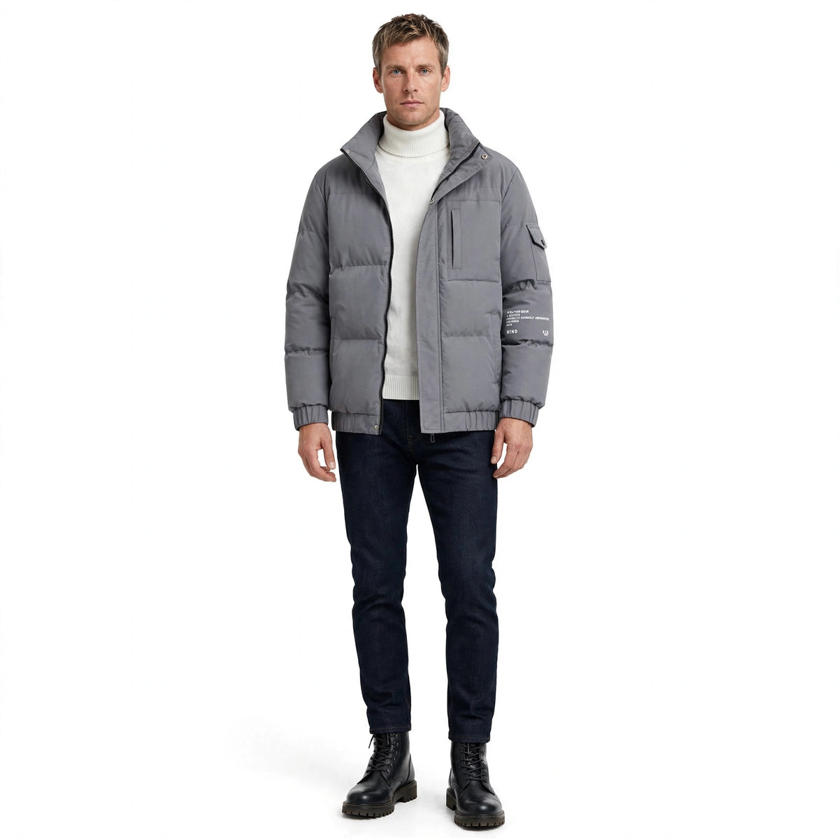 Nigel Ashford | Grey Hooded Puffer Mens Jacket