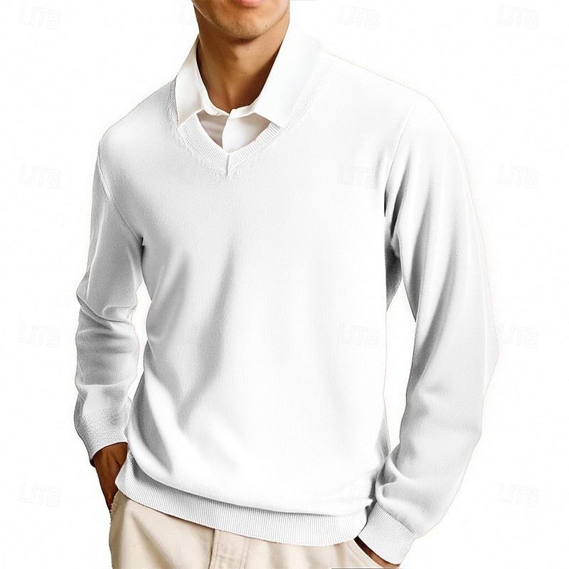 William Kensington | Classic V-Neck Ribbed Knit Sweater