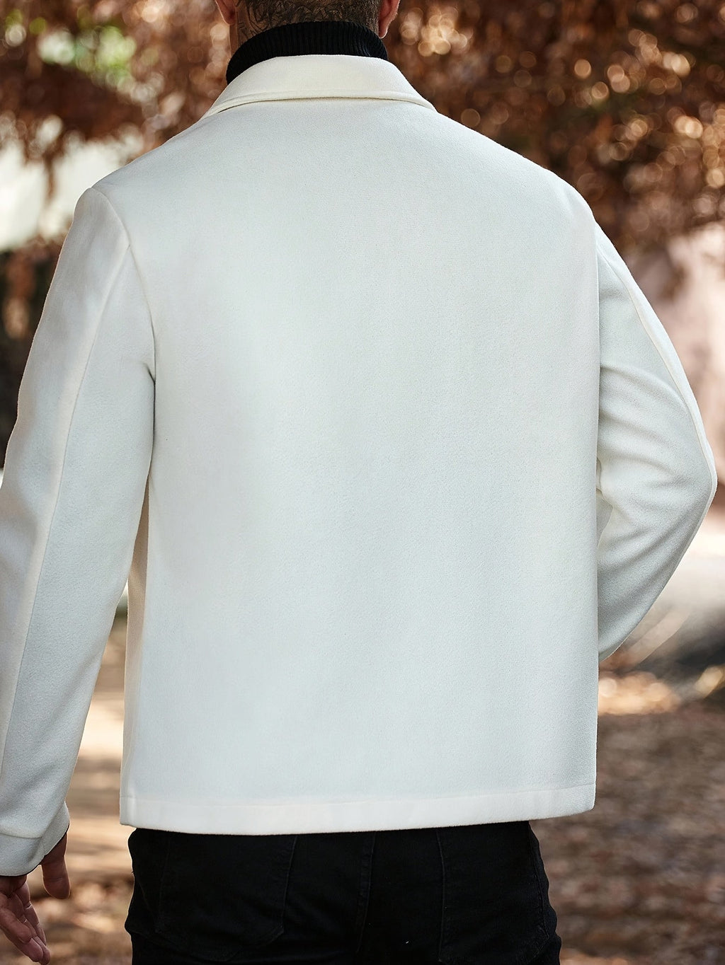 Miles Taylor | Cream Wool-Blend Mens Jacket With Suede Trim