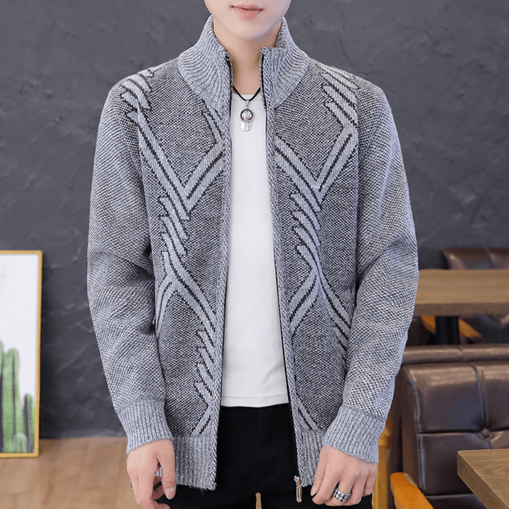 Graham Pritchard | Textured Knit Zip-Up Sweater For Men
