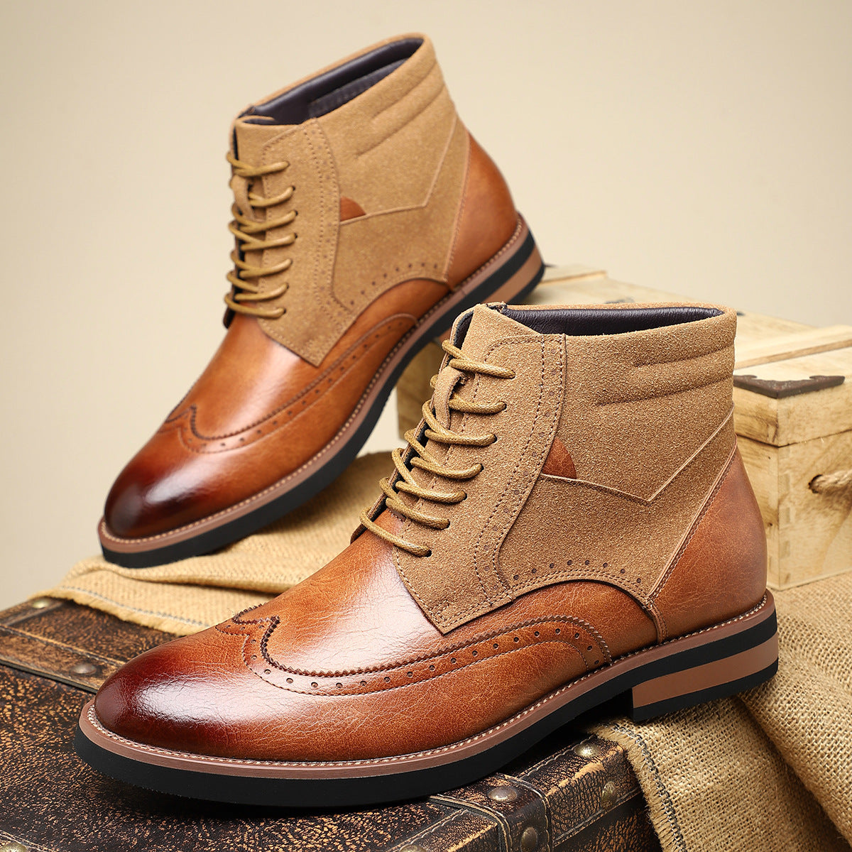 Ellis Cardew | Suede-Panelled Wingtip Brogue Boots