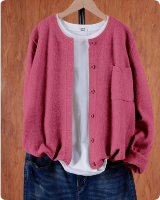 Emma Hughes | Rose Pink Knitted Crew Neck Cardigan