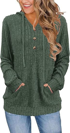 Priscilla Hawthorne | Ribbed Knit Button-Up Hoodie Sweater
