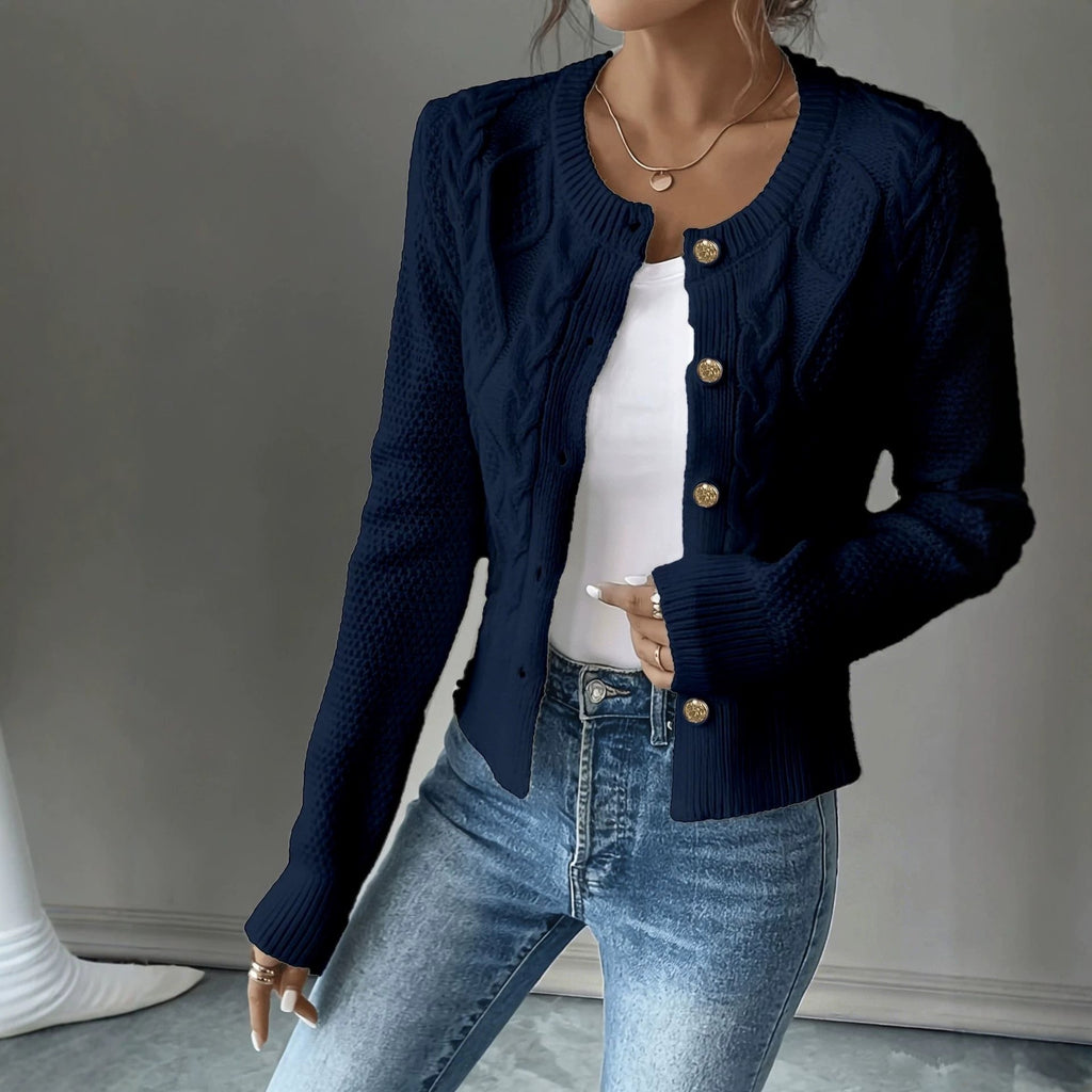 Rosalind Chapman | Navy Cable-Knit Button Cardigan