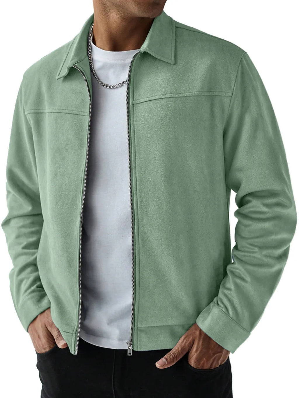 Angus Whitfield | Olive Suede-Effect Mens Jacket