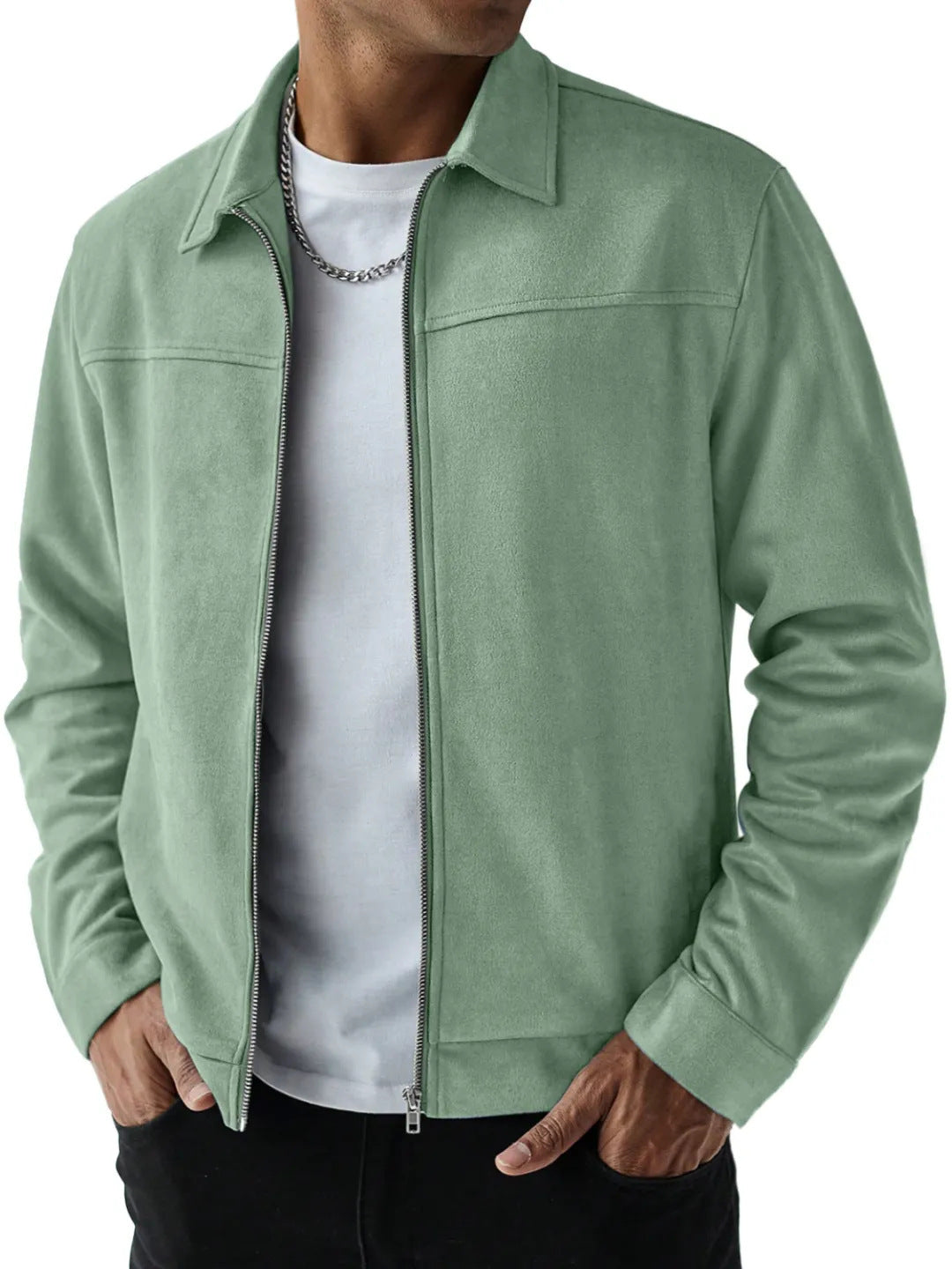 Angus Whitfield | Olive Suede-Effect Mens Jacket
