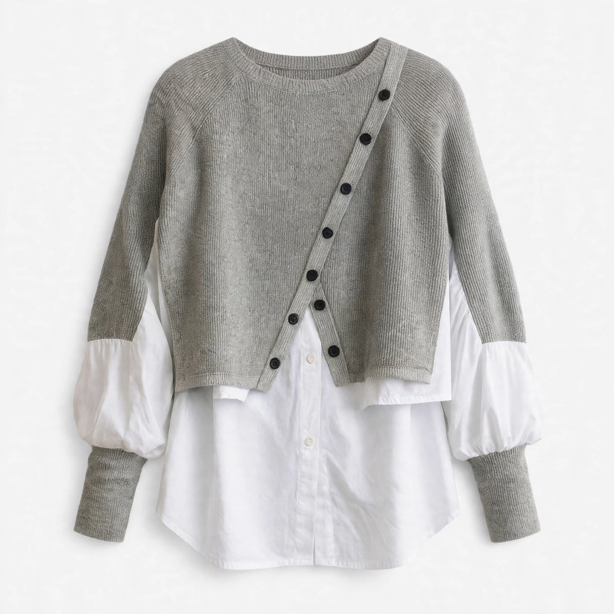 Georgia Sherwood | Layered Sweater With White Blouse Hem