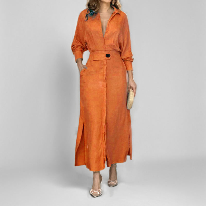 Imogen Barrowclough | Linen Maxi Dress With Tie-Waist Belt