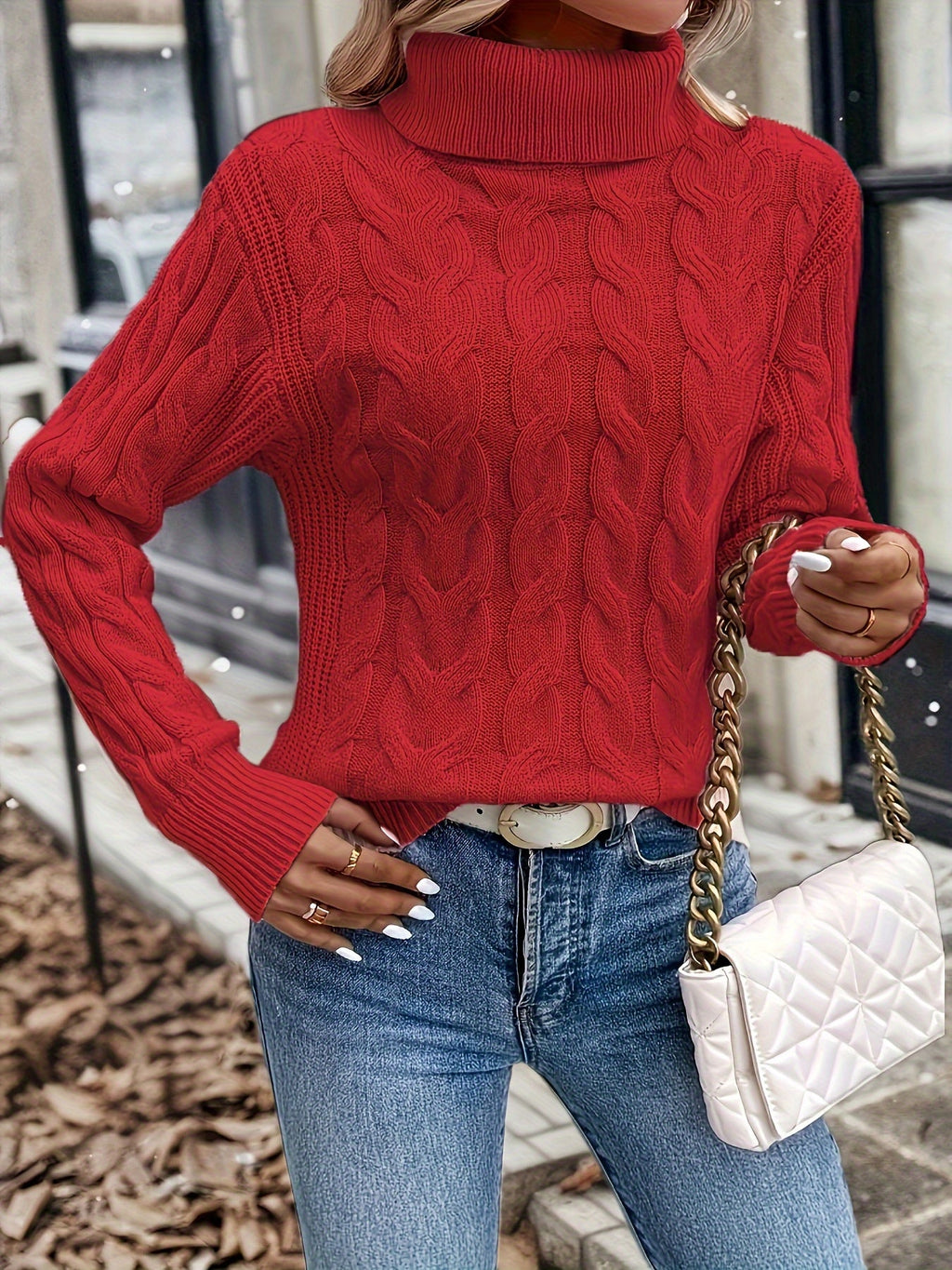Kirsty Whitmore | Cozy Cable-Knit Turtleneck Sweater