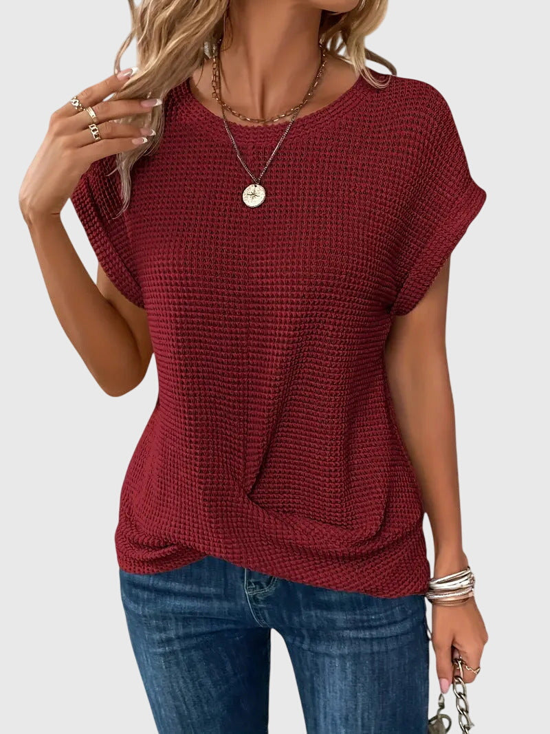 Imogen Sinclair | Waffle-Knit Blouse with Twist Front