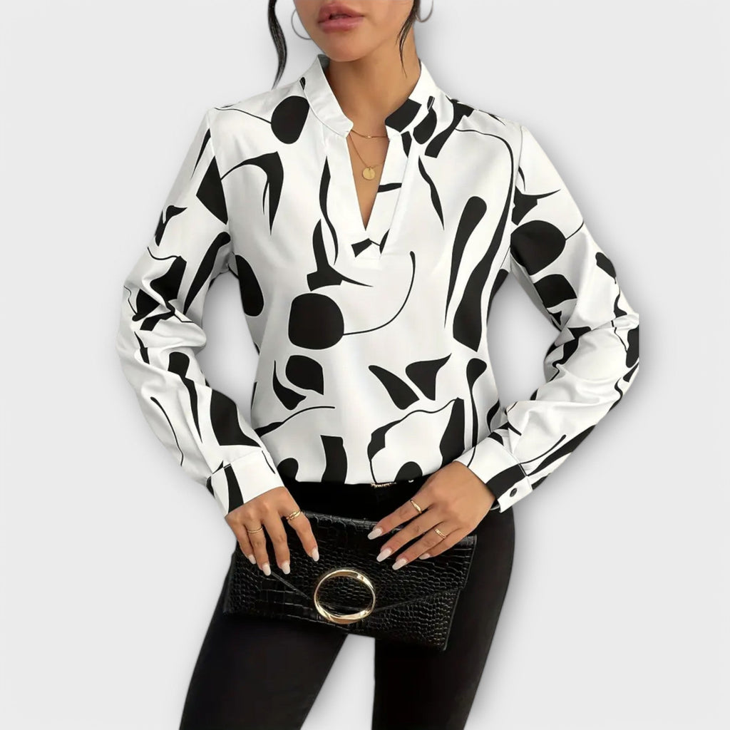 Eleanor Fenshaw | Abstract Print V-Neck Blouse
