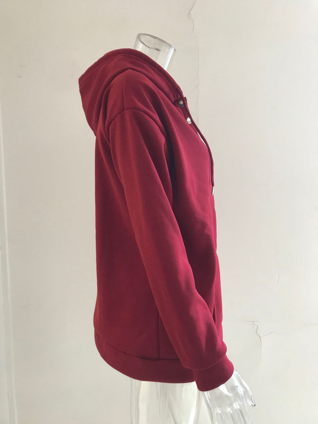 Hattie Marsh | Blue Hooded Button Drawstring Sweatshirt For Women
