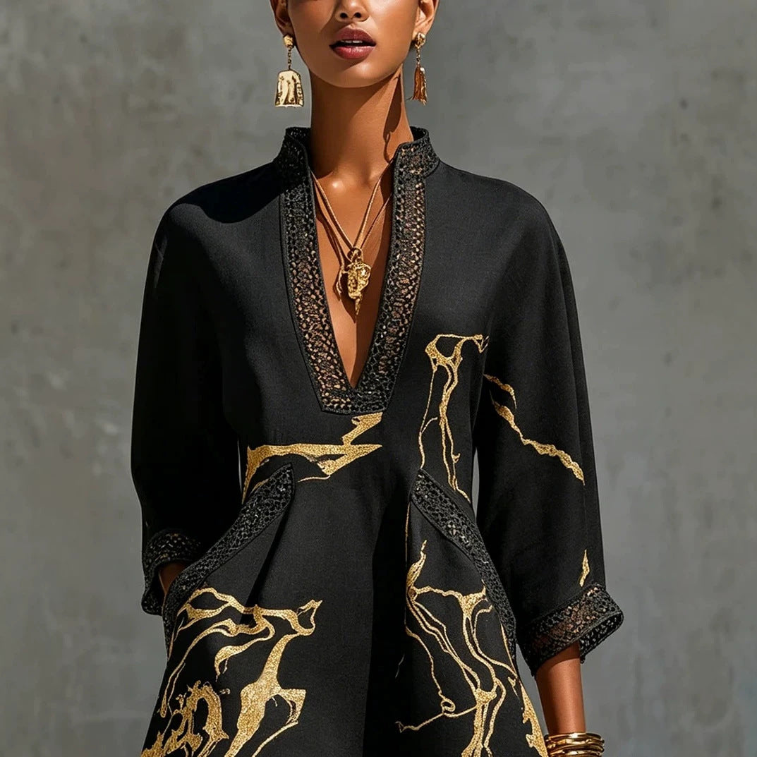 Imogen Kirkwood | Printed Summer Dress With Lace Trim