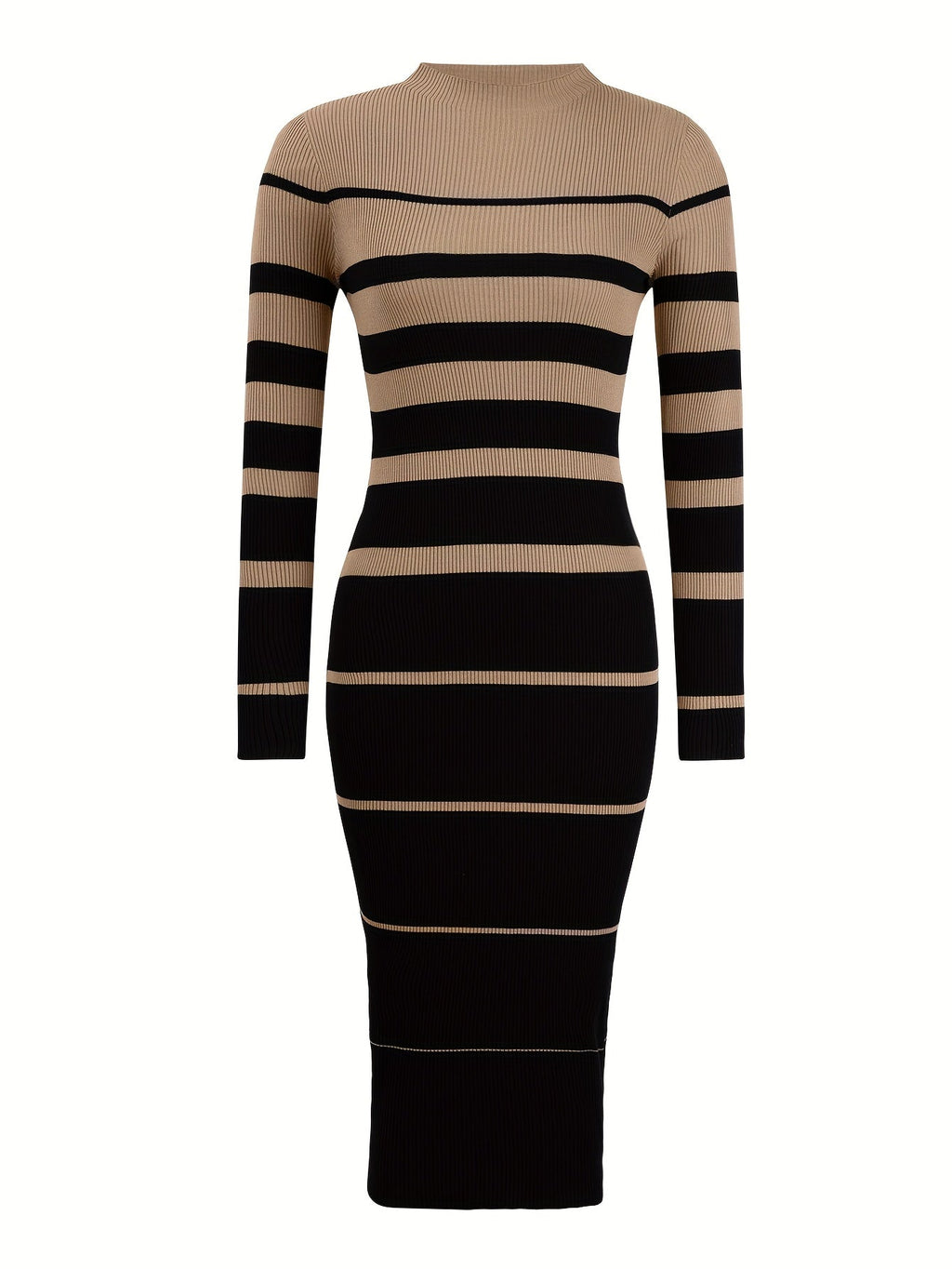 Bethan Ogilvie | Striped Ribbed Knit Bodycon Midi Dress