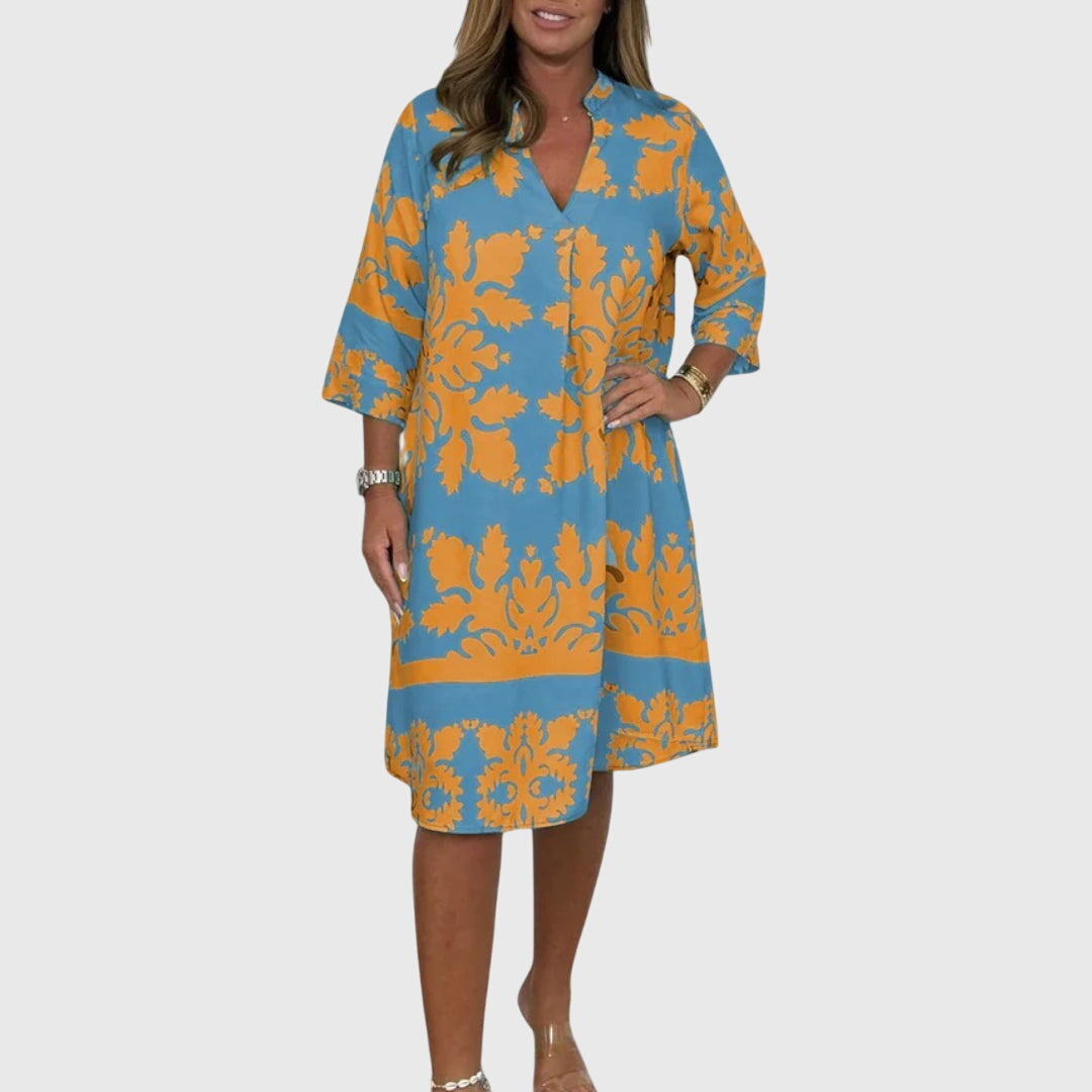 Beatrice Langley | Floral Print Summer Dress with V-Neck